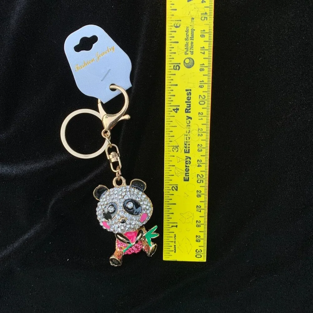 Panda Design Sparkling Rhinestones Keychain